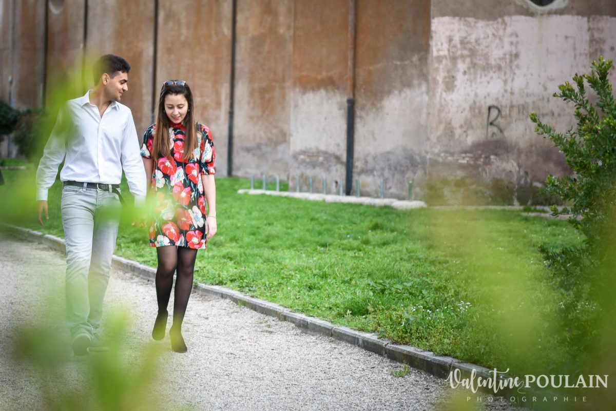 Shooting couple demande mariage Rome parc