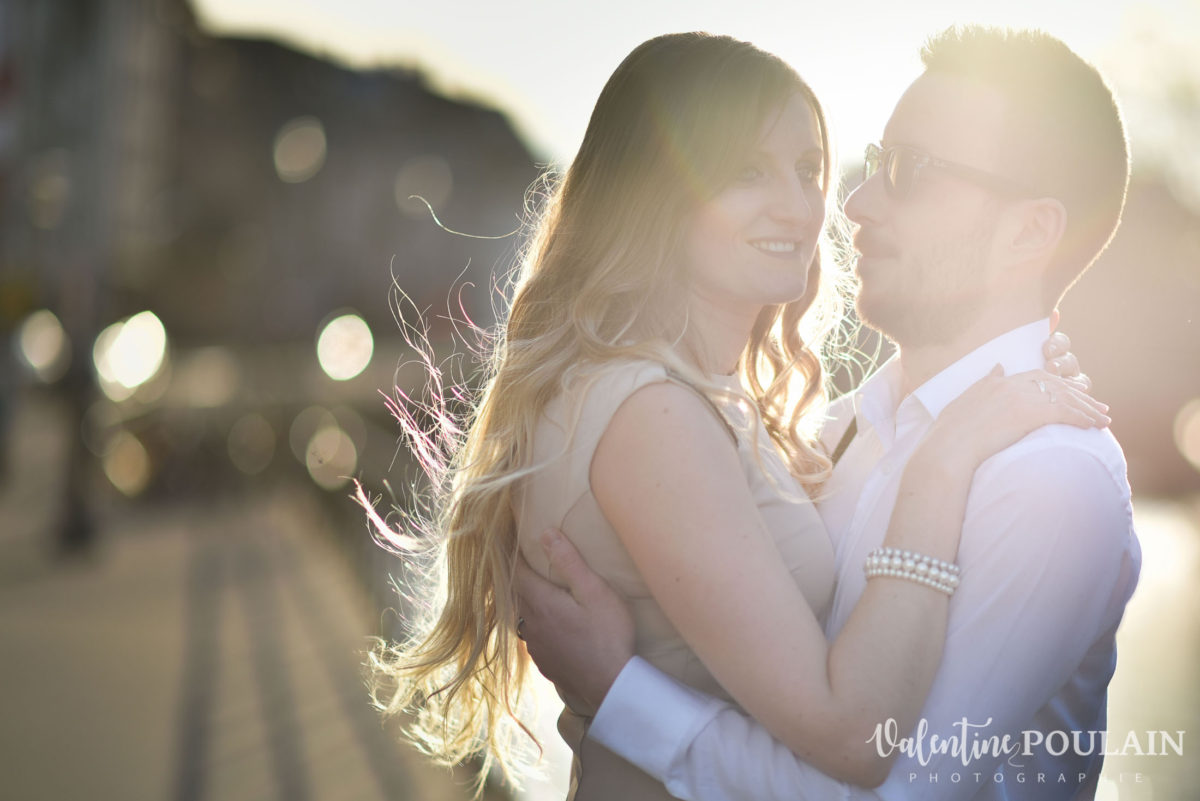 Shooting engagement demande mariage coucher soleil