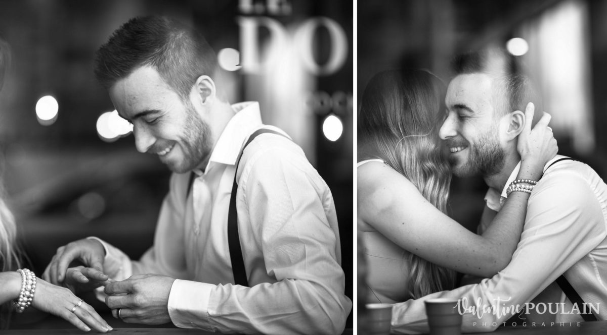 Shooting engagement demande mariage bar proposition