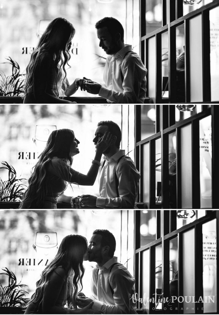 Shooting engagement demande mariage bar