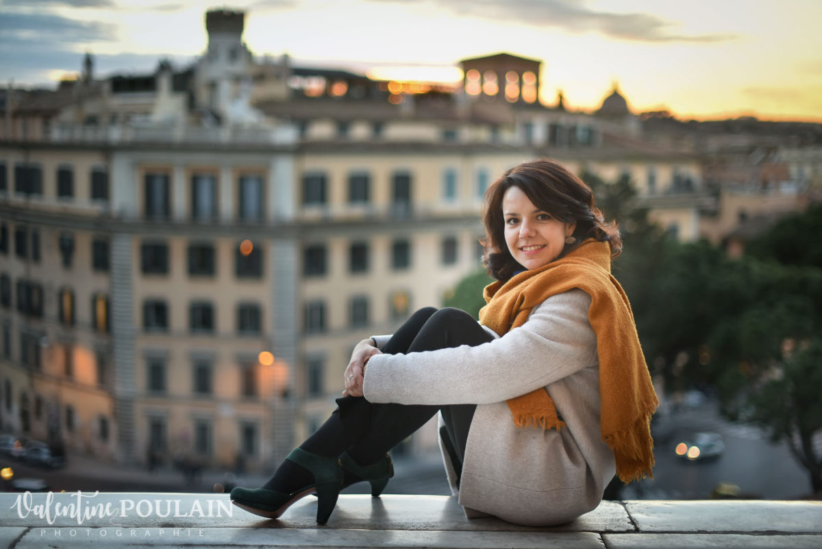 Shooting portrait Silvene Rome Créatrice coucher de soleil