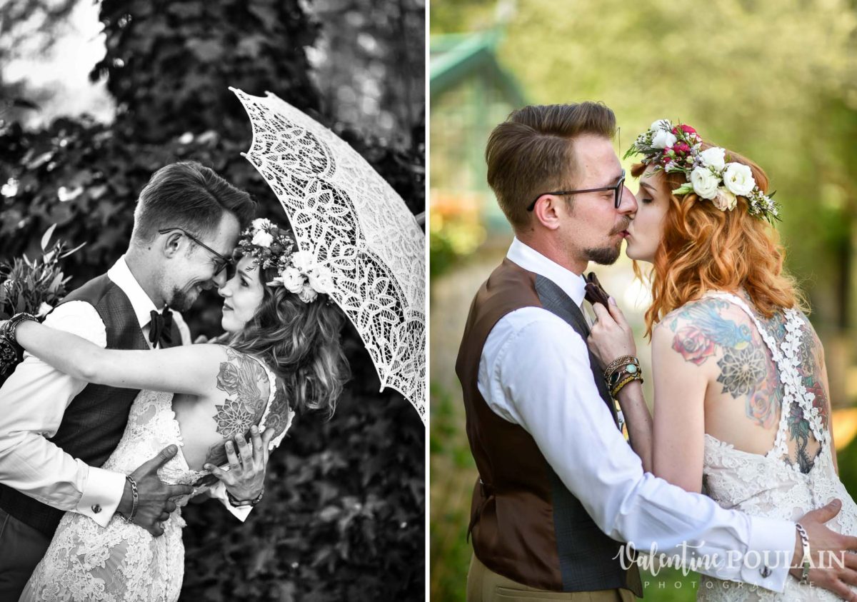 Mariage hippie funky - Valentine Poulain bisou