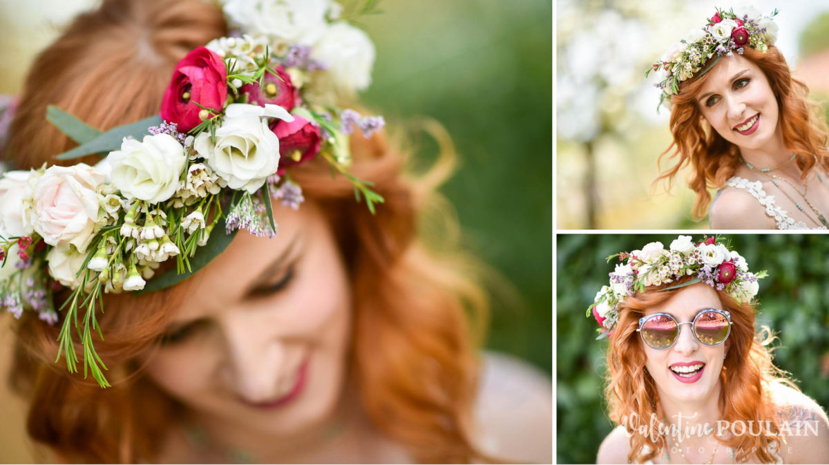 Mariage hippie funky - Valentine Poulain - couronne fleurs