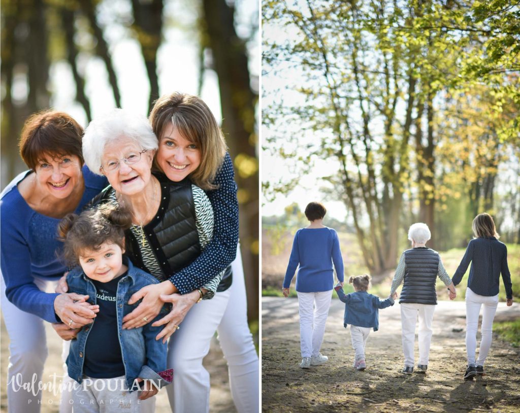 Shooting famille 4 générations femmes marcher