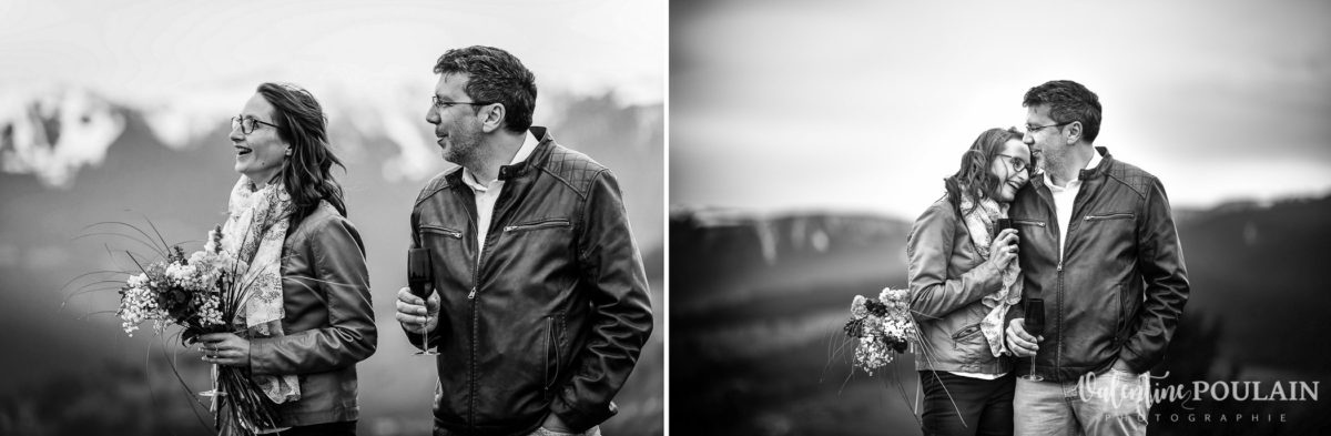 Shooting save the date montagne - Valentine Poulain noir et blanc