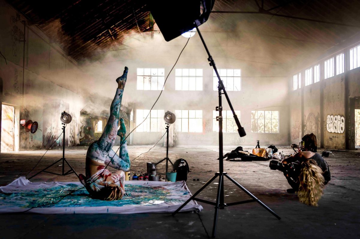 Behind the scenes making-of shooting yoga