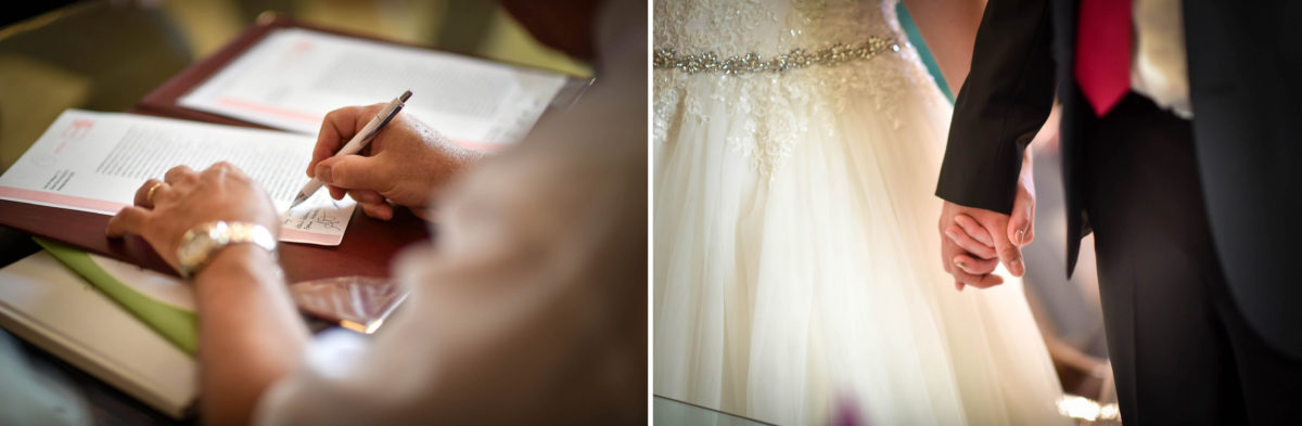 Mariage joyeux vert rose signature - Valentine Poulain