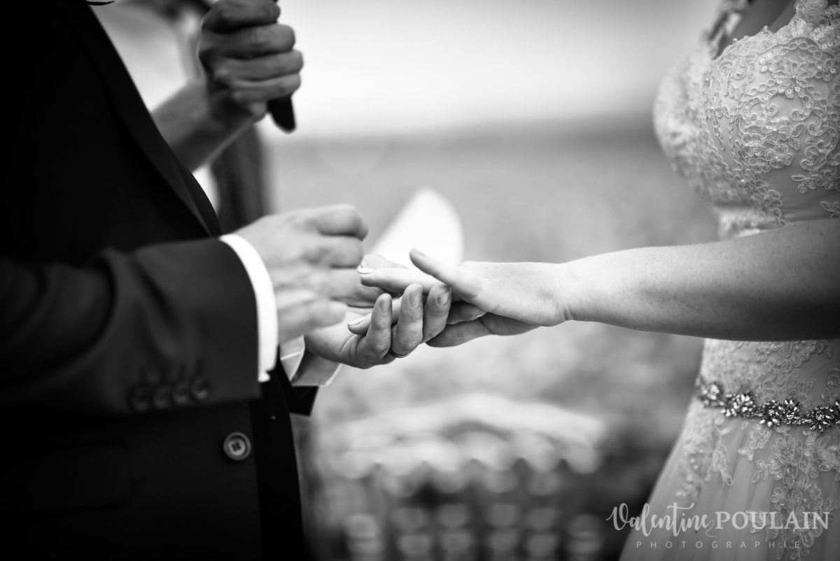 Mariage joyeux vert rose alliances - Valentine Poulain