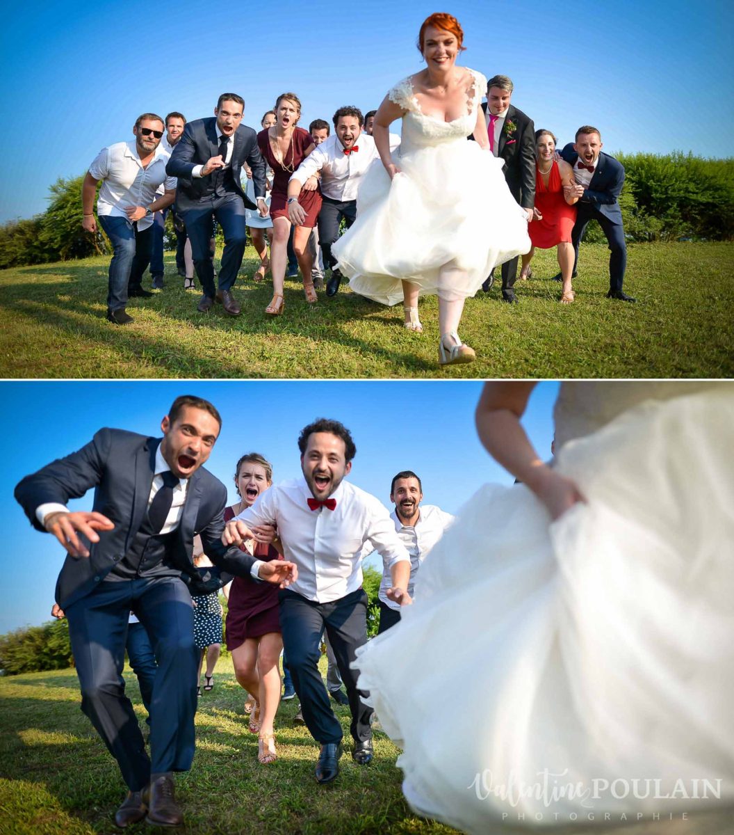 Mariage joyeux vert rose amis - Valentine Poulain