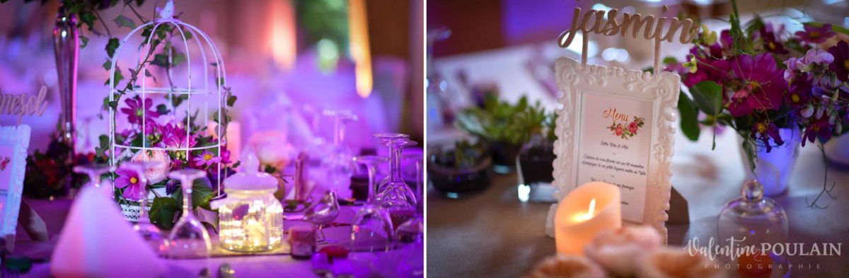 Mariage joyeux vert rose table - Valentine Poulain