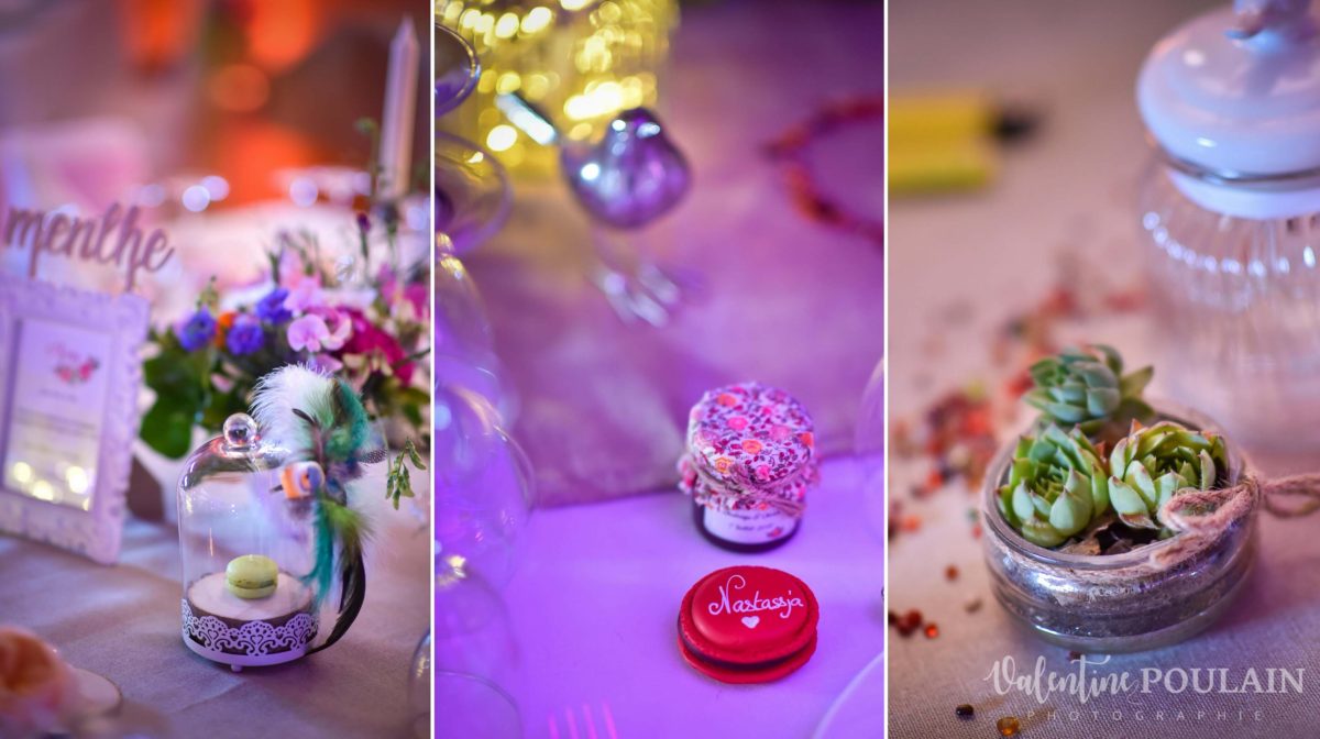 Mariage joyeux vert rose table déco - Valentine Poulain