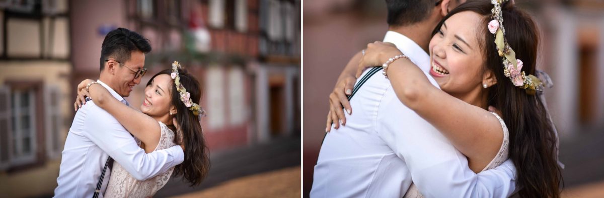 Save the date Colmar couple chinois - Valentine Poulain hug