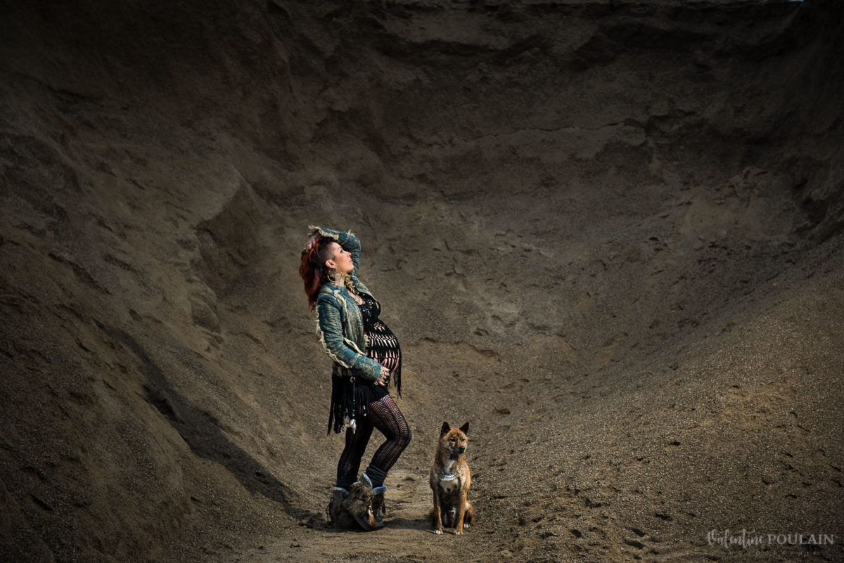 Shooting grossesse burning man desertique