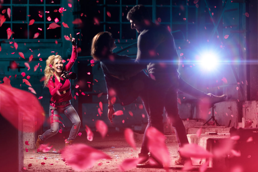 Portrait Valentine Poulain pétales roses