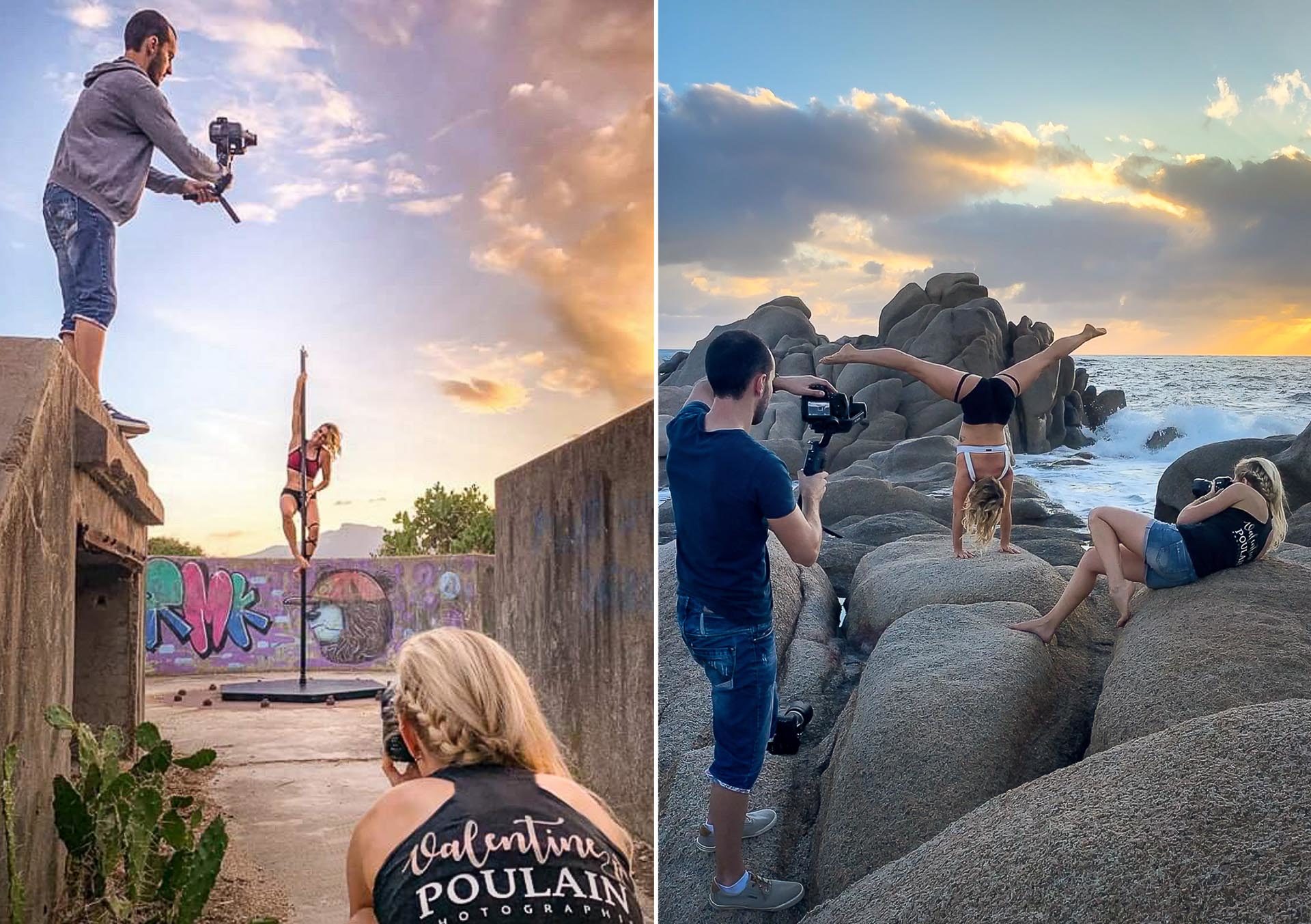 Behind the scenes shooting sport Corse - Valentine Poulain duo