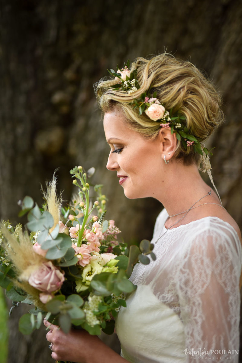 Mariée couronne fleurs - Valentine Poulain