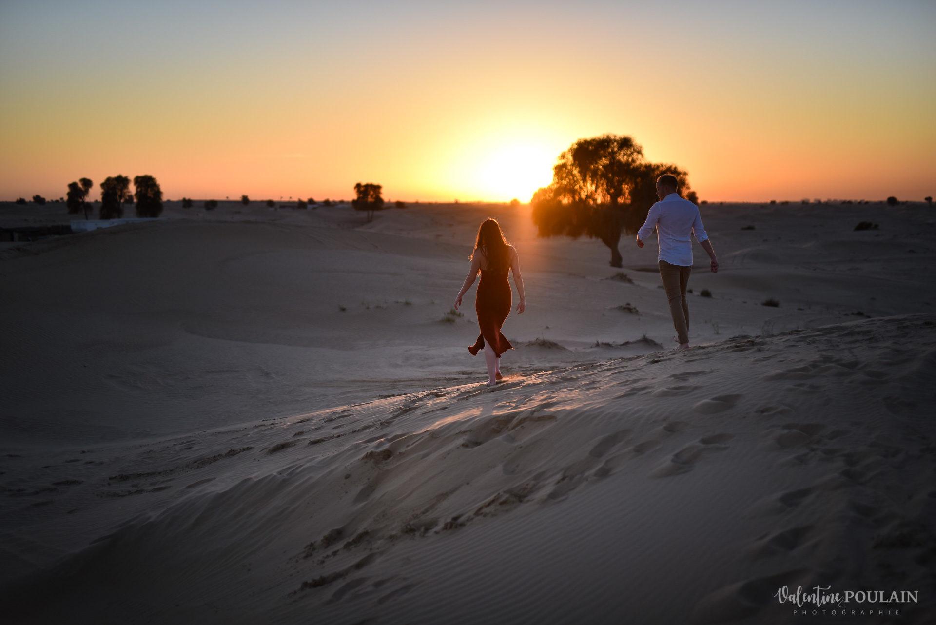 Demande en mariage Désert Dubaï - Valentine Poulain soleil