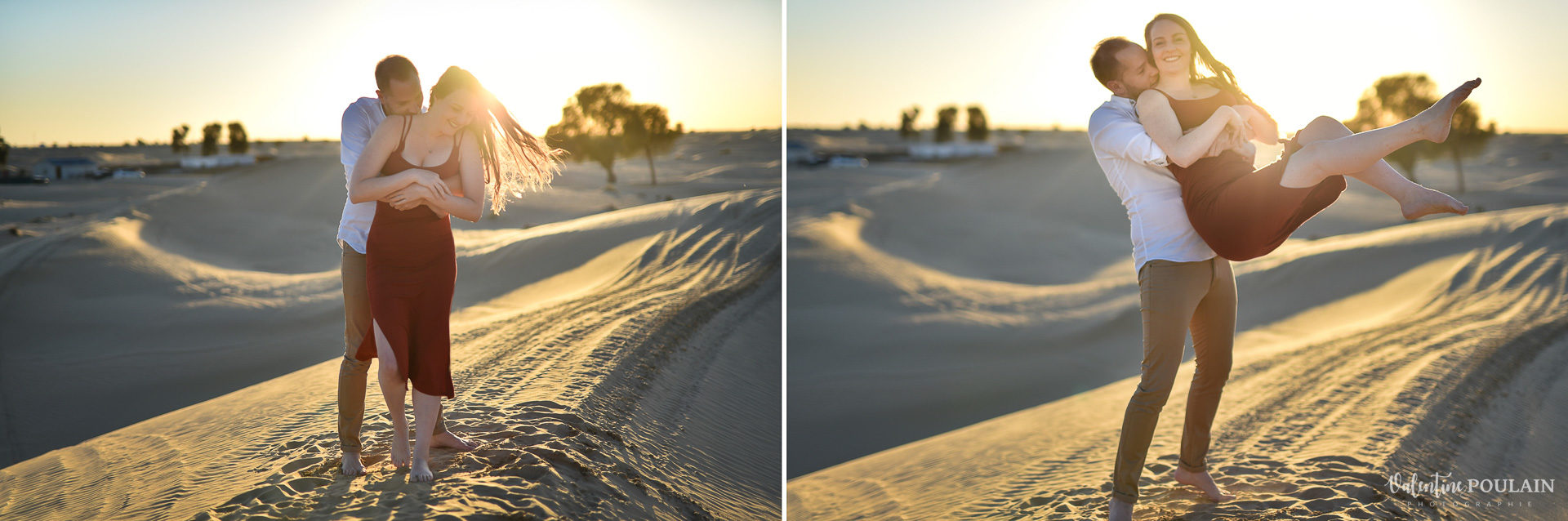 Demande en mariage désert-Dubaï Valentine Poulain voltige