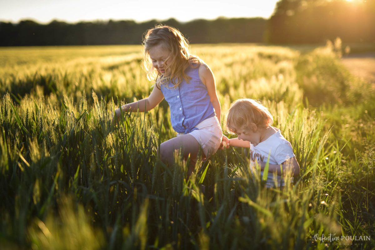 Séance photo Famille champs blé - Valentine Poulain fillettes