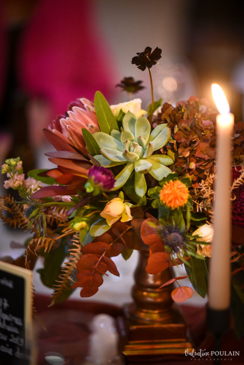 Mariage rock automne Domaine du Hirtz - Valentine Poulain soirée tables fleur