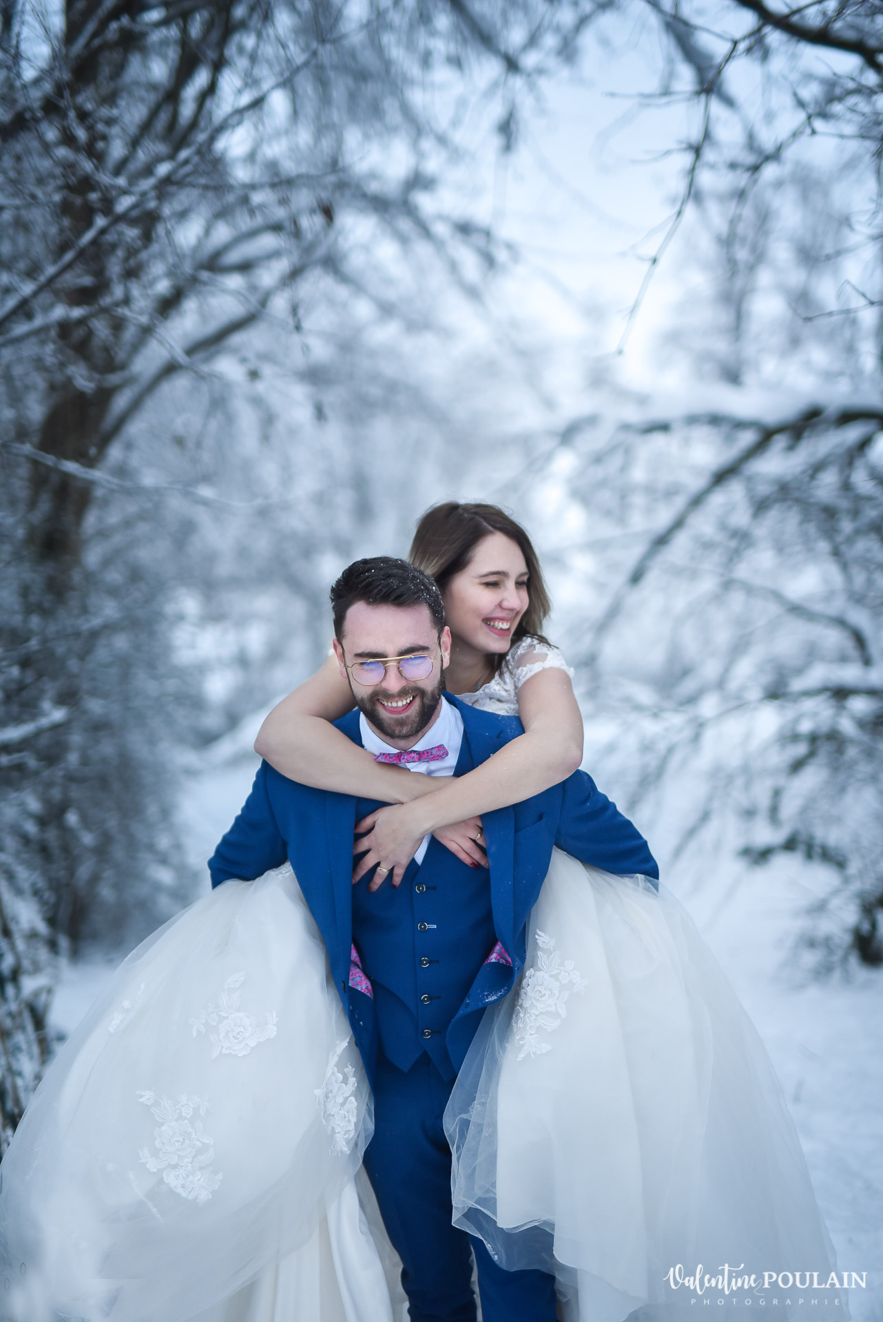 Photo mariage neige hiver - Valentine Poulain venir